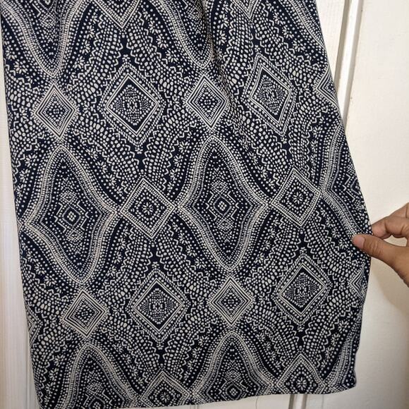H&M Conscious Blue & Tan Boho Bollywood Tribal Hippie Batik Print Palazzo Pants - Picture 13 of 13